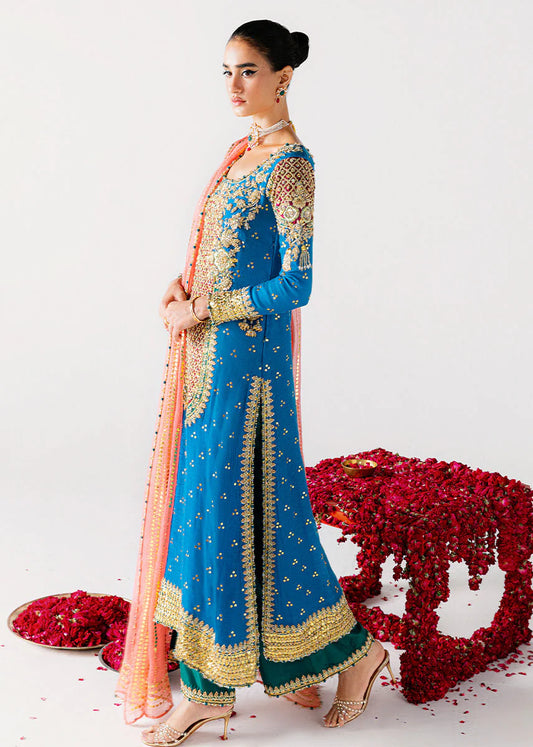 03-Piece - Hand Embellished Kattan Silk with Organza Moqesh Dupatta - Ready To Wear