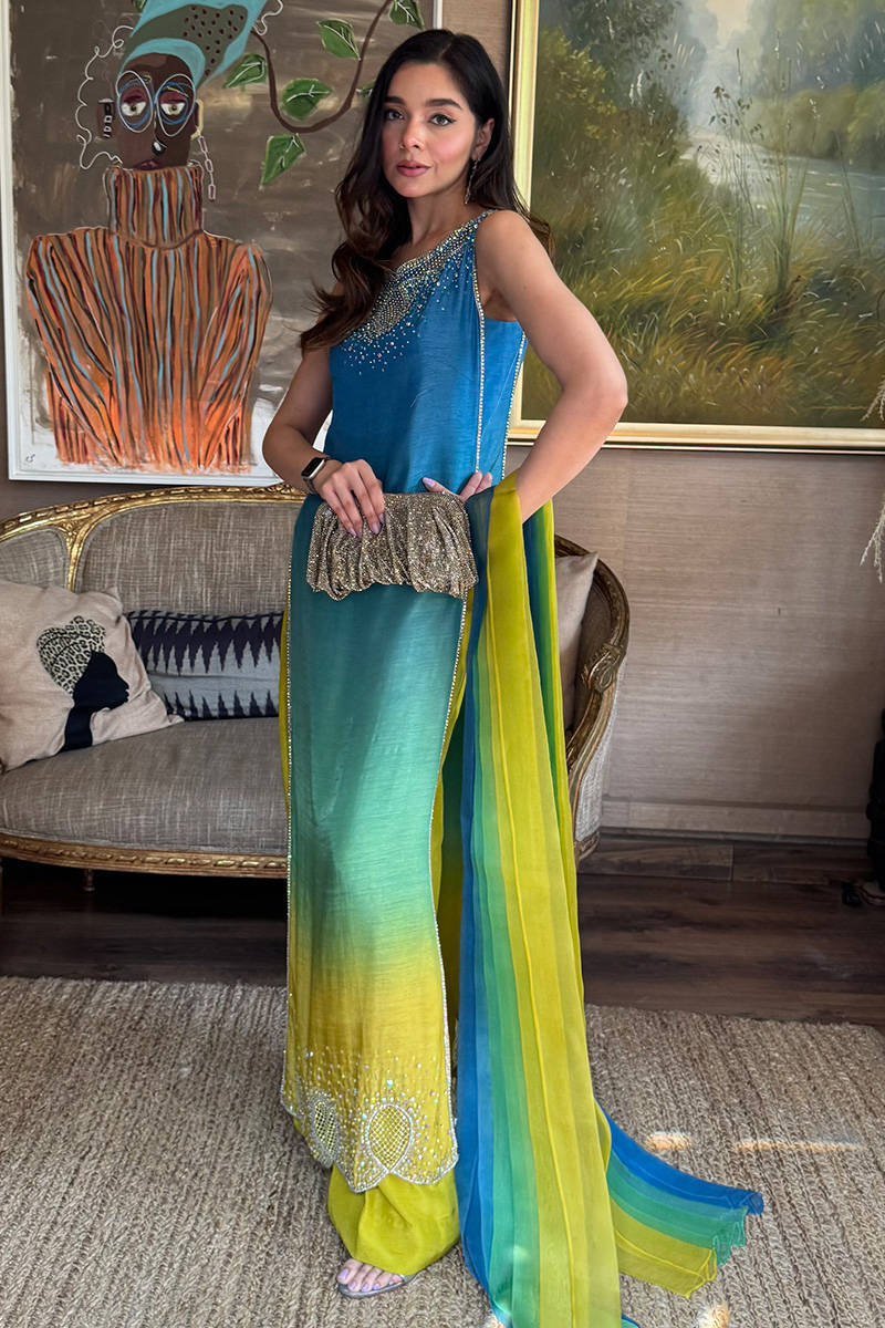 Teal Citrus - 3 Piece Printed Lawn Suit | Ready To Wear