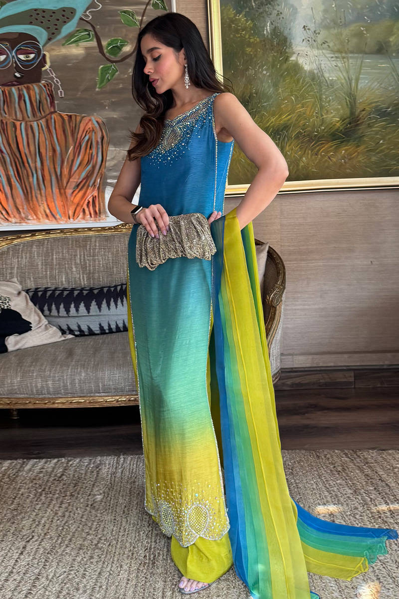 Teal Citrus - 3 Piece Printed Lawn Suit | Ready To Wear
