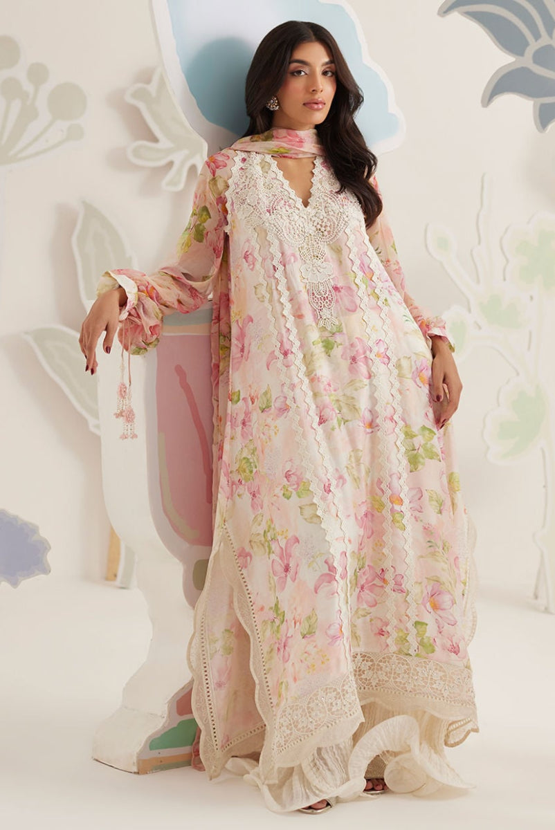 03-Piece Printed Lawn Suit With Chiffon Dupatta | Ready To Wear