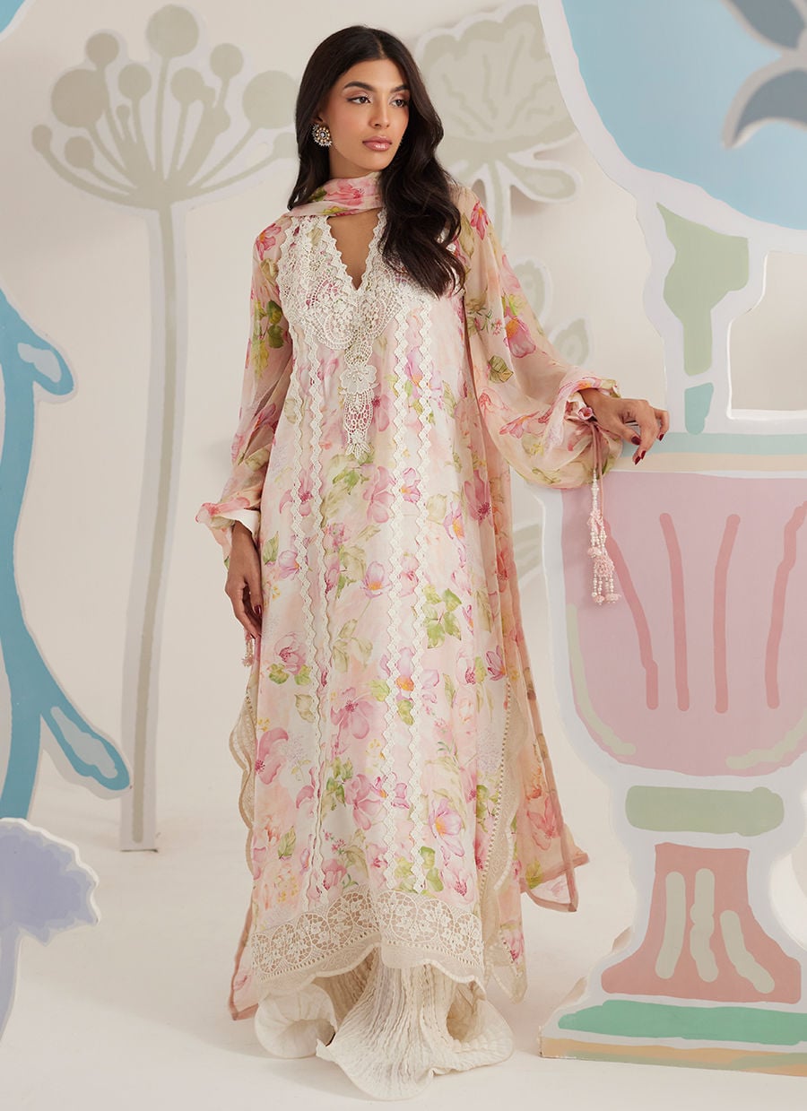 03-Piece Printed Lawn Suit With Chiffon Dupatta | Ready To Wear