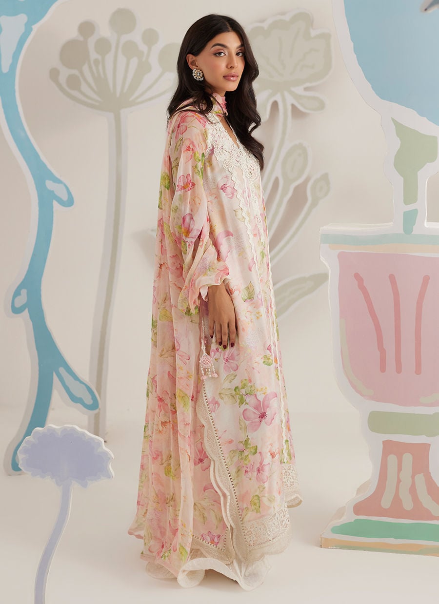 03-Piece Printed Lawn Suit With Chiffon Dupatta | Ready To Wear