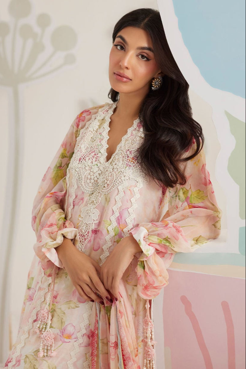 3 Piece Embroiderd Lawn Suit With Printed Chiffon Dupatta | RTW