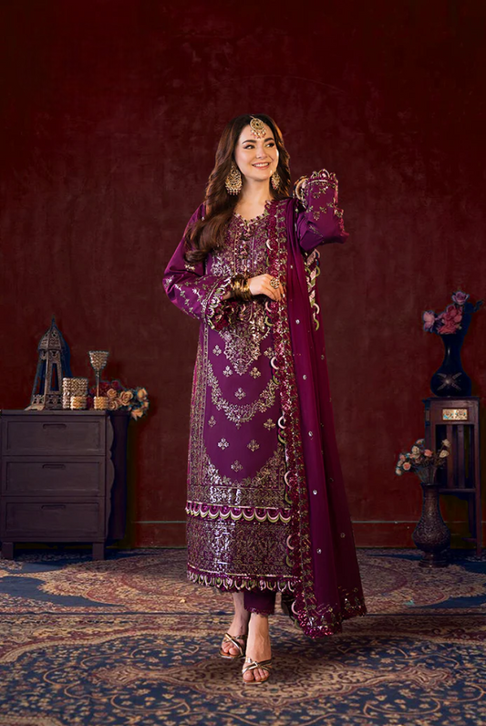 3 Piece  Sequence  Chiffon Suit with Embroidered Dupatta | Ready to Wear