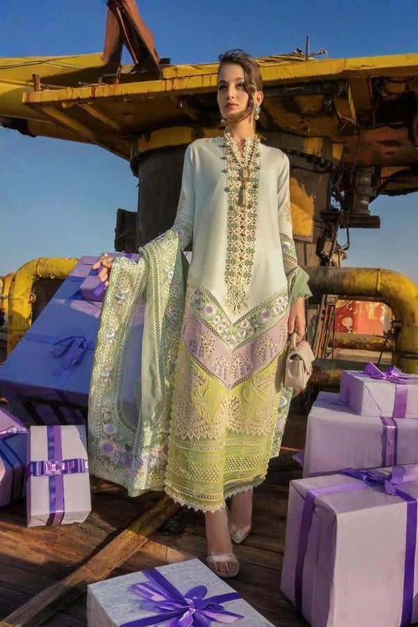 03 Piece Shade V Panel Fully Heavy Embroidered suit