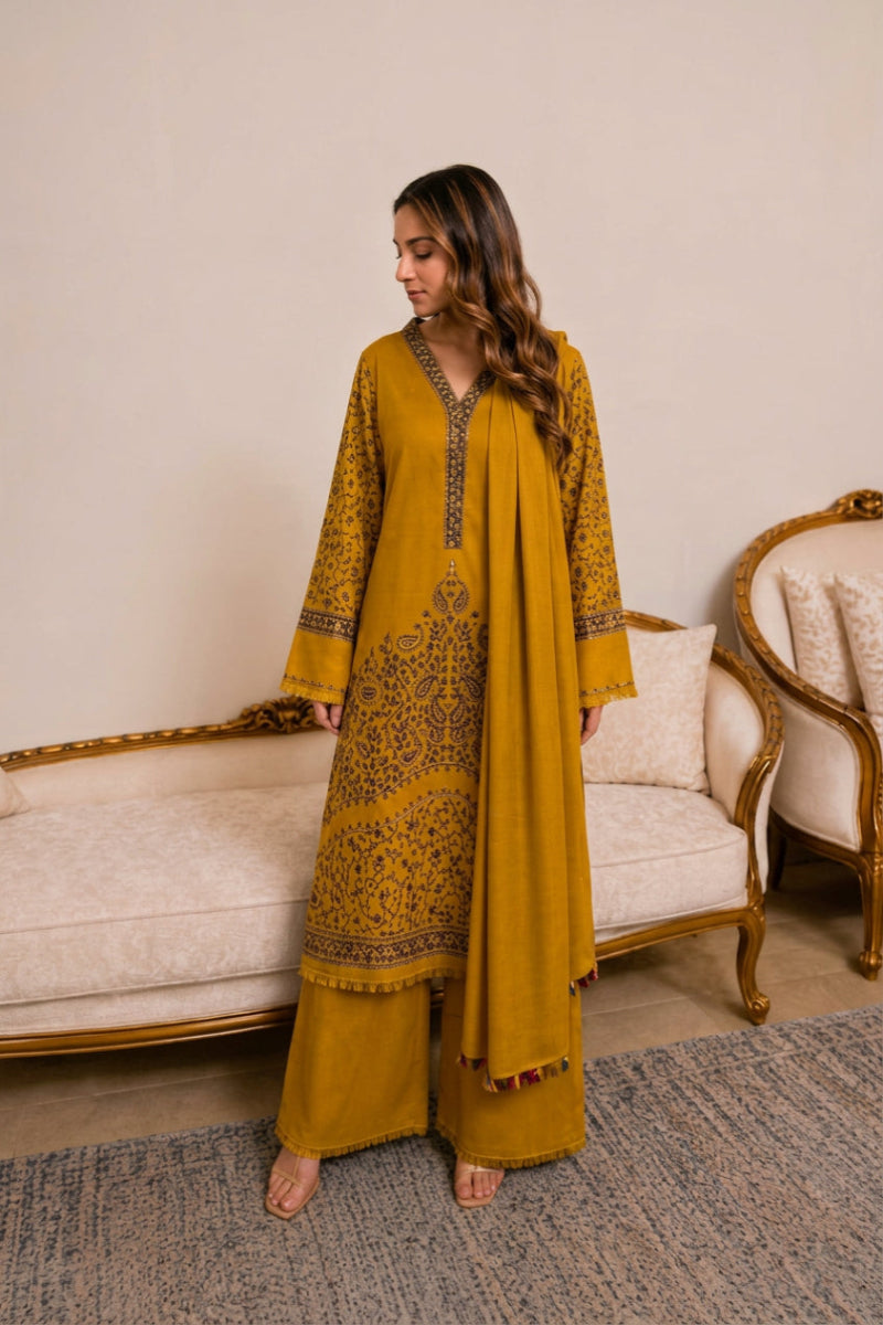 Traditional Pashmina Hand Work 3-Piece Suit | Ready-to-Wear