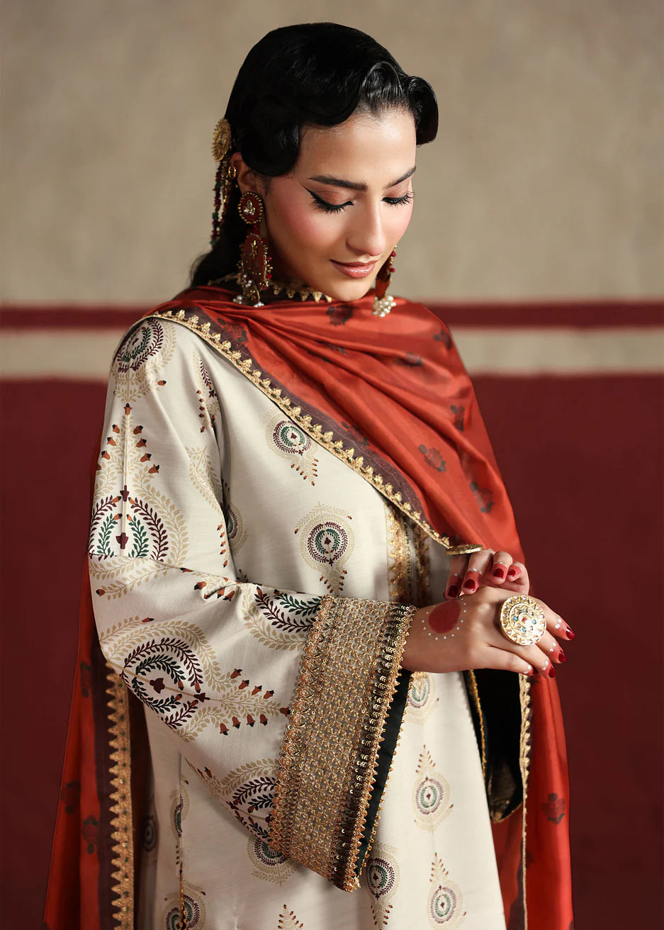 03-Piece Printed Lawn Suit With Embroidery | Ready To Wear