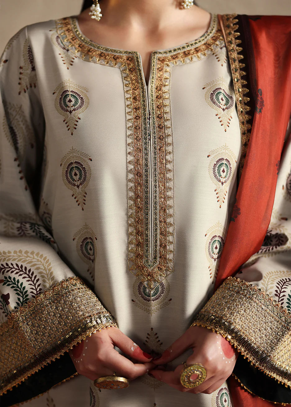 03-Piece Printed Lawn Suit With Embroidery | Ready To Wear