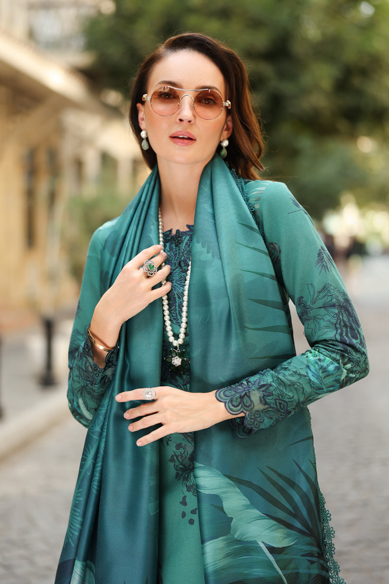 03-Piece Embroidered Lawn Suit With Digital Printed Dupatta