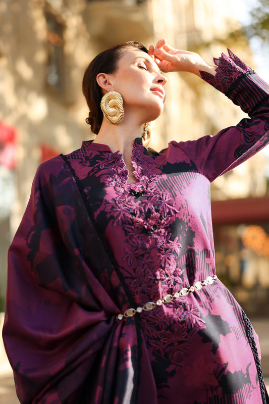 03-Piece Embroidered Lawn Suit With Digital Printed Dupatta