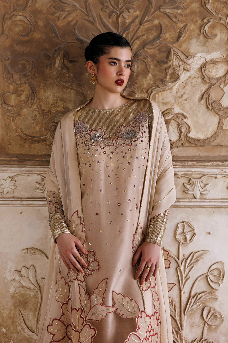 Beige Gold Raw Silk Formal Suit | ready to wear