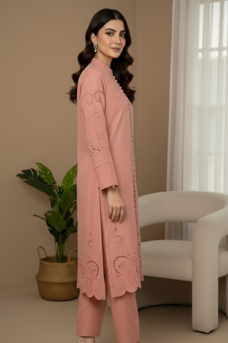 02-Piece Cutwork Khaddi Silk - Ready To Wear