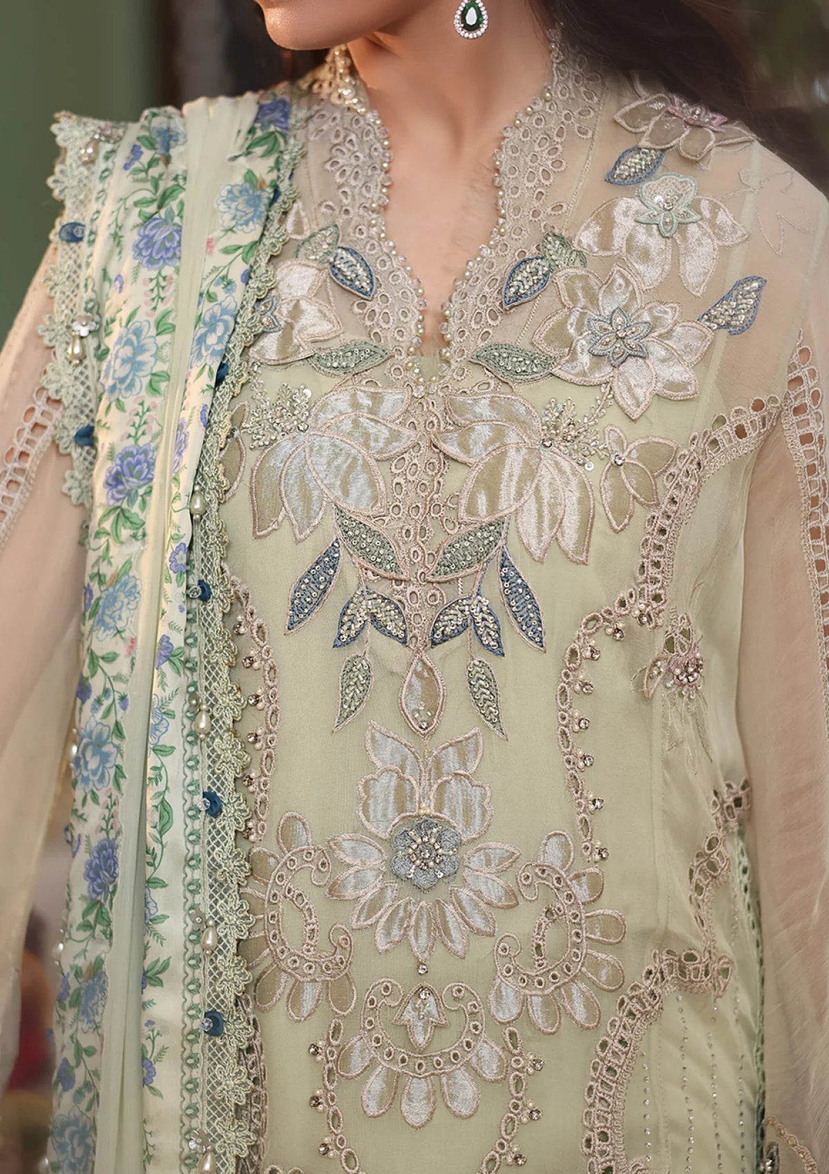 03-Piece Chiffon Suit With Heavy Embroidery - Ready To Wear