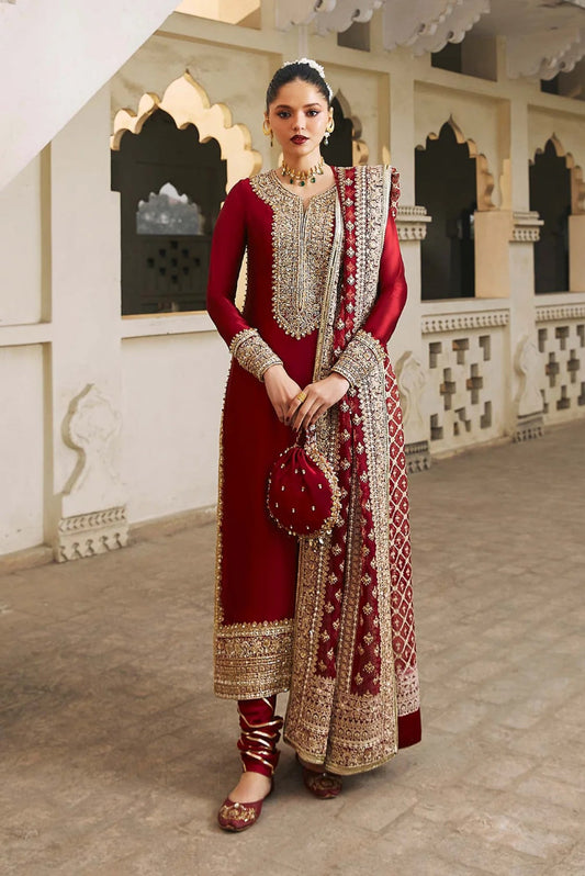 03-Piece Embroidered Korean Silk With Heavy Organza Dupatta - Ready To Wear