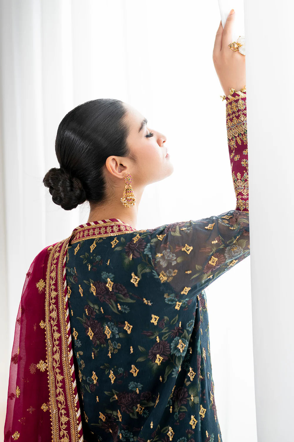 03-Piece Chiffon Suit With Sequin Work | Ready To Wear