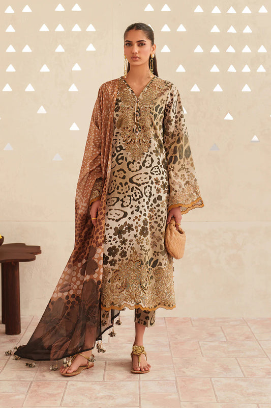 03-Piece Printed Lawn Suit With Chiffon Dupatta | Ready To Wear
