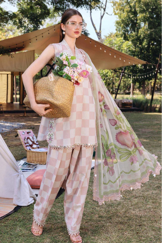 03-Piece Embroidered Lawn Suit With Chiffon Dupatta - Ready To Wear