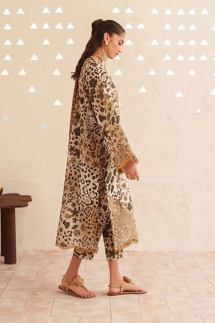 03-Piece Printed Lawn Suit With Chiffon Dupatta | Ready To Wear