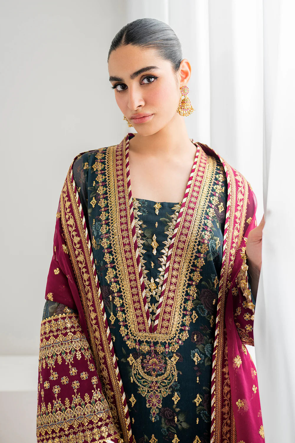 03-Piece Chiffon Suit With Sequin Work | Ready To Wear