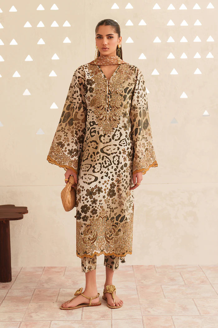 03-Piece Printed Lawn Suit With Chiffon Dupatta | Ready To Wear