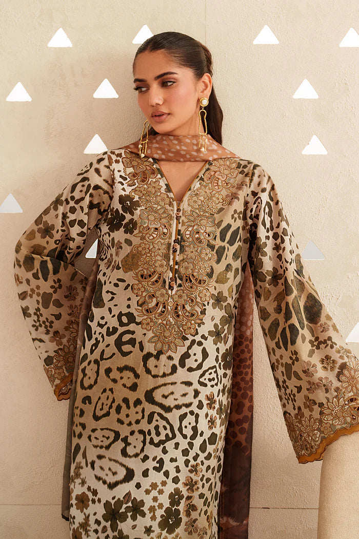 03-Piece Printed Lawn Suit With Chiffon Dupatta | Ready To Wear