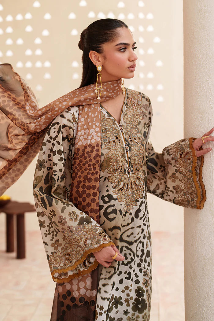 03-Piece Printed Lawn Suit With Chiffon Dupatta | Ready To Wear