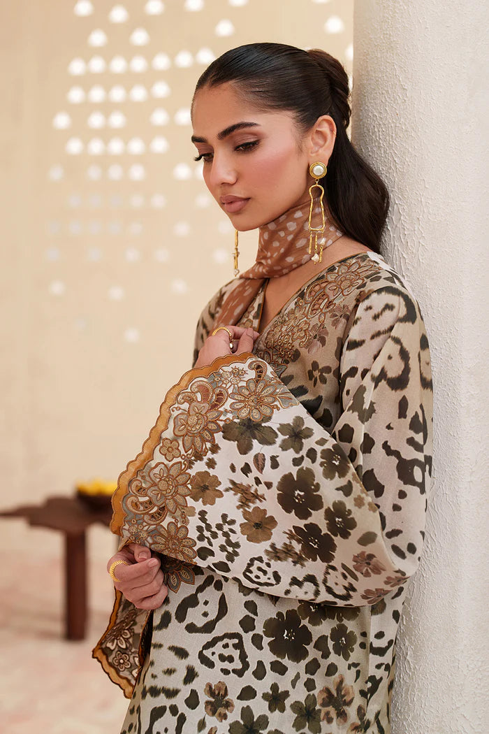 03-Piece Printed Lawn Suit With Chiffon Dupatta | Ready To Wear