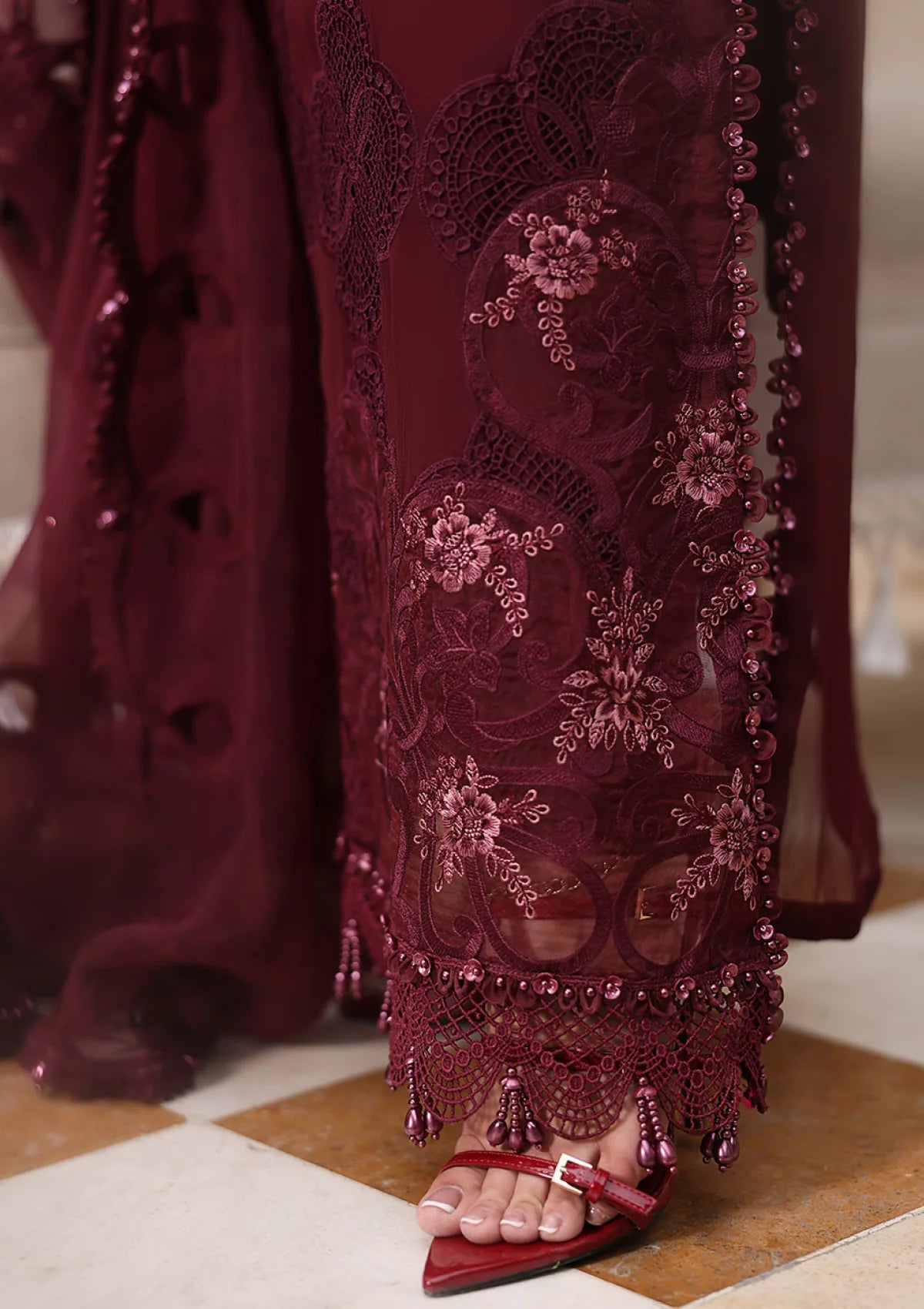 3 Pcs Chiffon Suit With Silk Dupatta | Ready To Wear