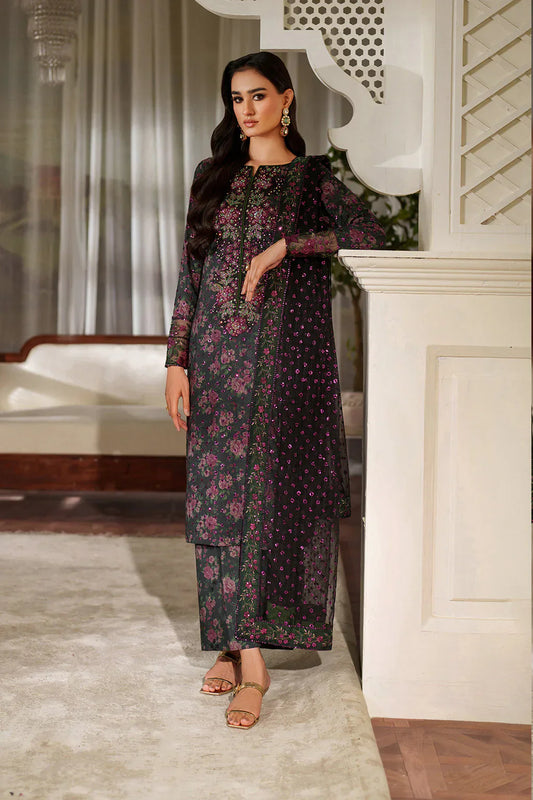 03-Piece Embroidered Lawn Suit With Chiffon Dupatta | Ready To Wear