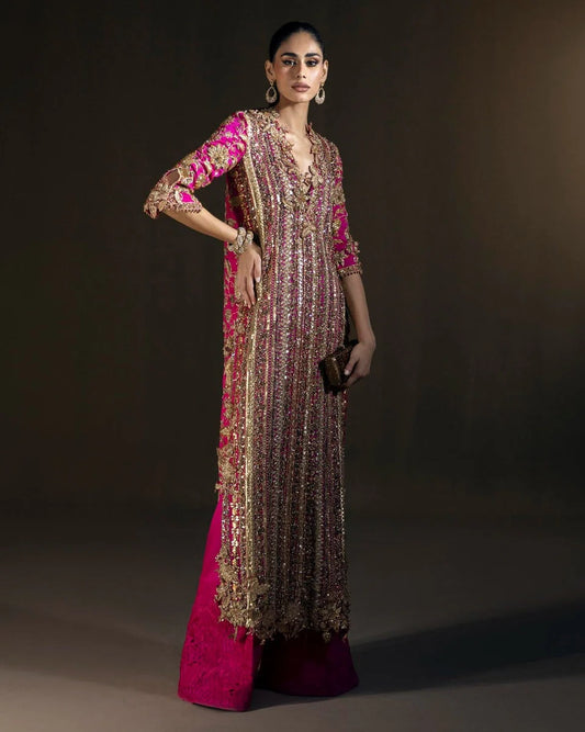 Handcrafted Raw Silk Luxury Wedding Ensemble - Ready To Wear