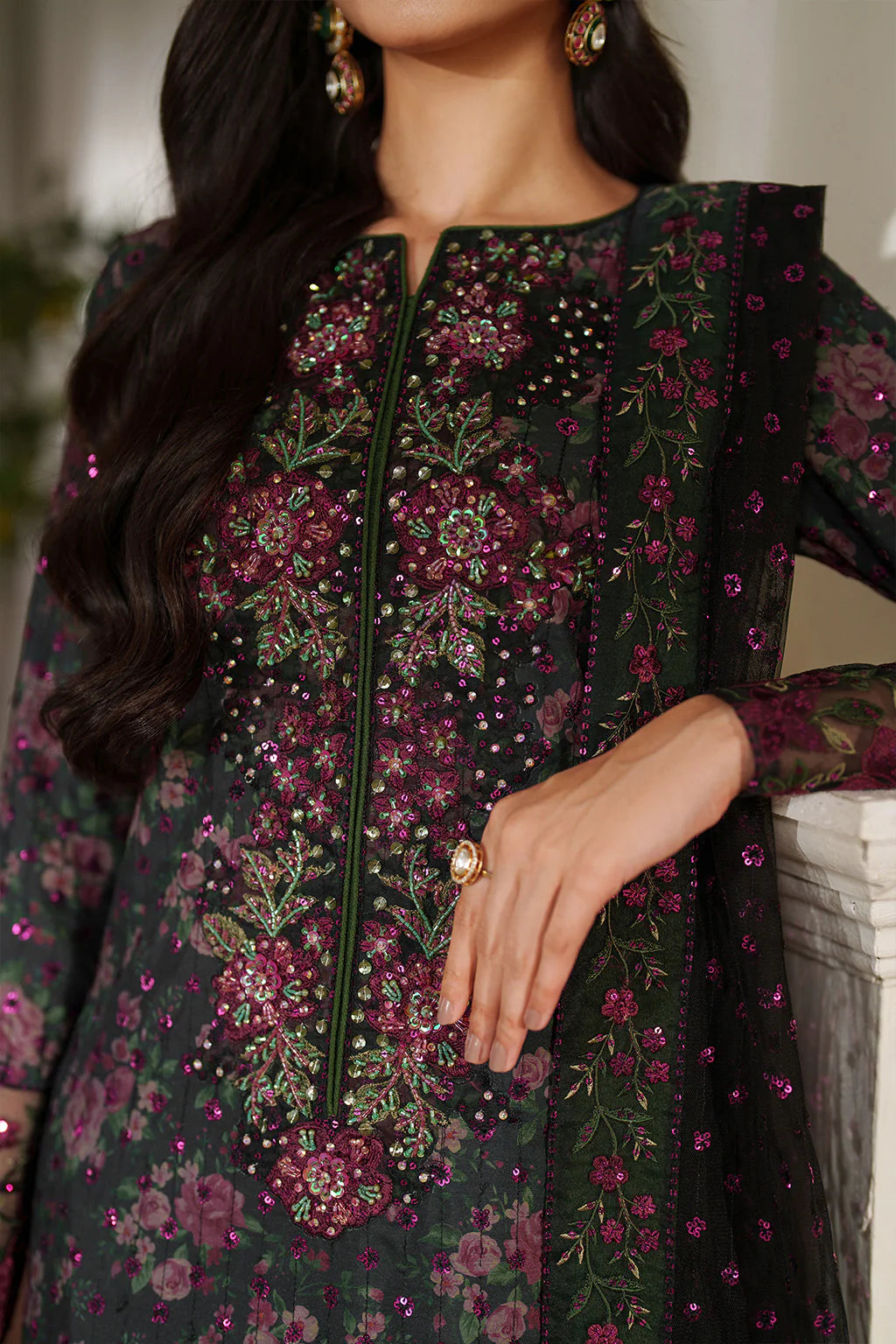 03-Piece Printed Lawn Suit With Embroidery - Ready To Wear