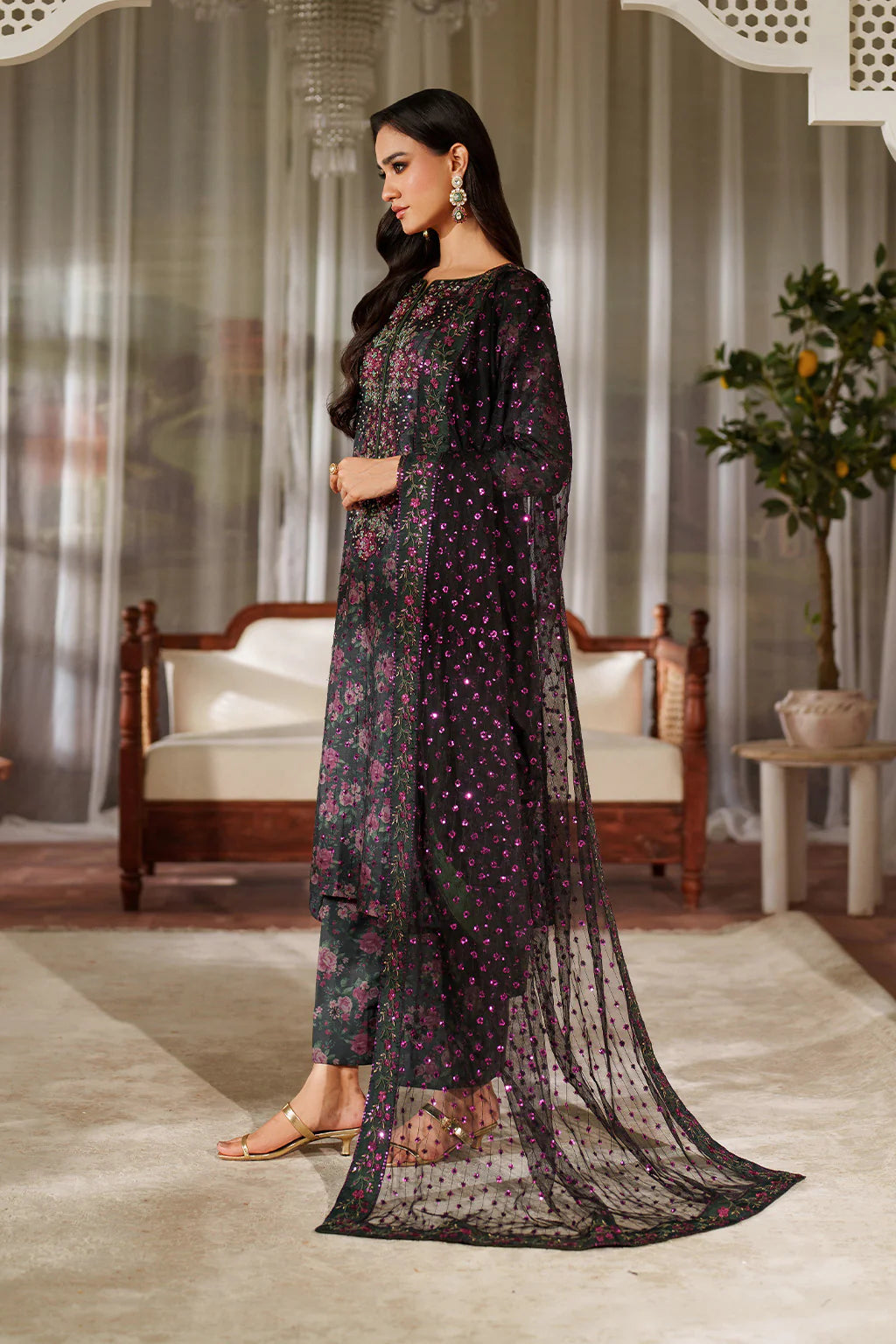 03-Piece Printed Lawn Suit With Embroidery - Ready To Wear