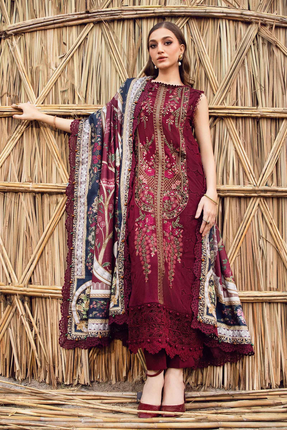 3 Piece Stitched Dhanak Dress - Ready To Wear
