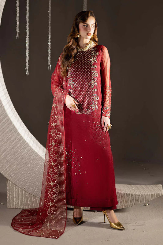 Raw Silk Suit with Handwork Organza Dupatta | Ready To Wear