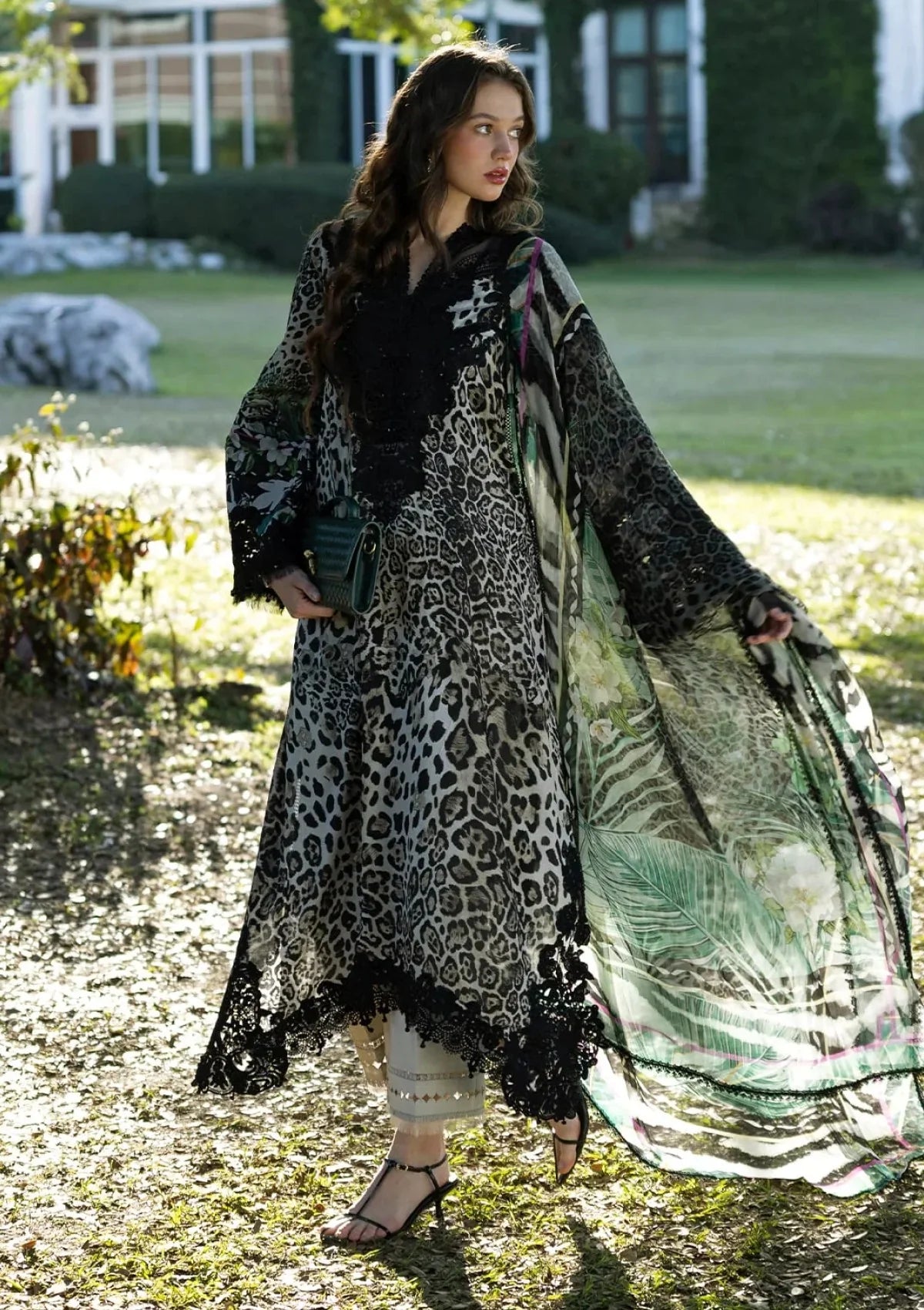 3 Piece Digital Printed Lawn Suit with Embroidered Chiffon Dupatta | Ready to Wear