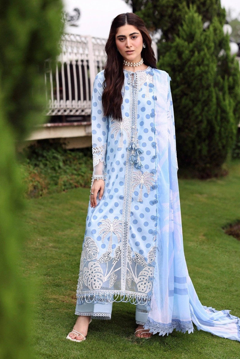 3 Piece  Printed Lawn Chikankari Suit with Chiffon Dupatta | Ready to Wear