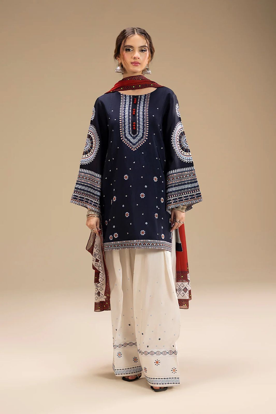 JAZMIN - STITCHED 3PC DHANAK EMBROIDERED SUIT