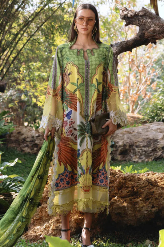 03-Piece Printed Lawn With Chiffon Dupatta - Ready To Wear