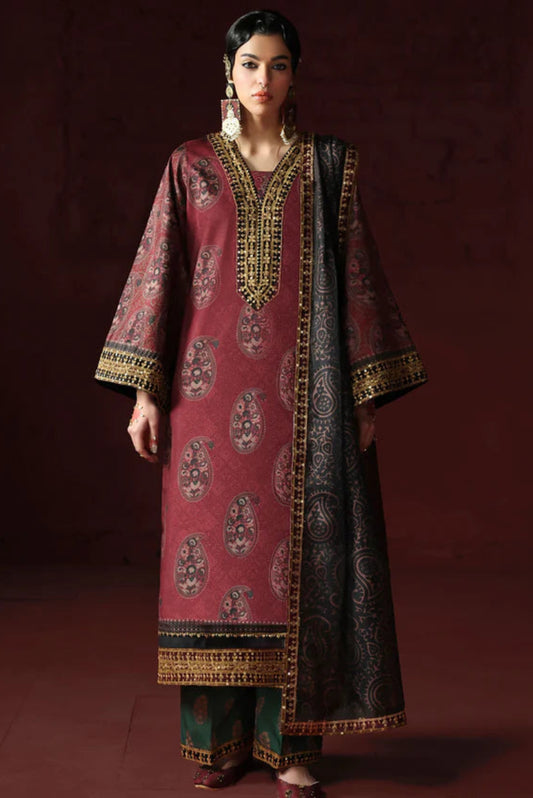 03-Piece Printed Lawn Suit With Embroidery | Ready To Wear