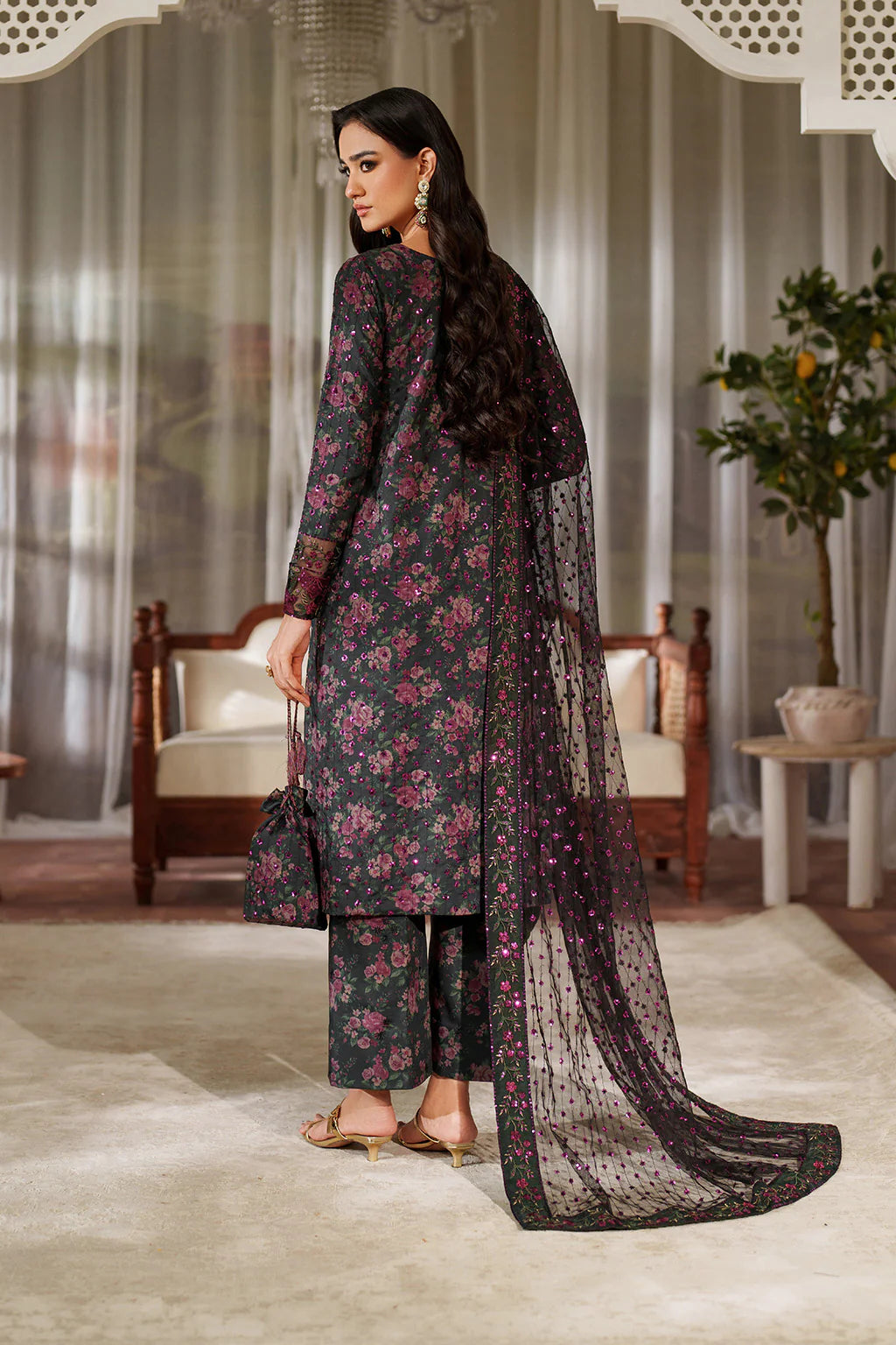 03-Piece Printed Lawn Suit With Embroidery - Ready To Wear