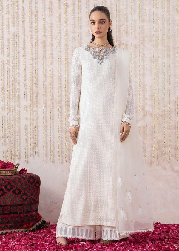 Luxury Heavy Embroidered Chiffon Formal Suit with Adda Work Neck | Ready To Wear