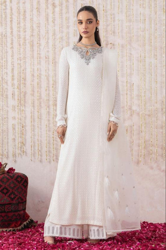 Luxury Heavy Embroidered Chiffon Formal Suit with Adda Work Neck | Ready To Wear