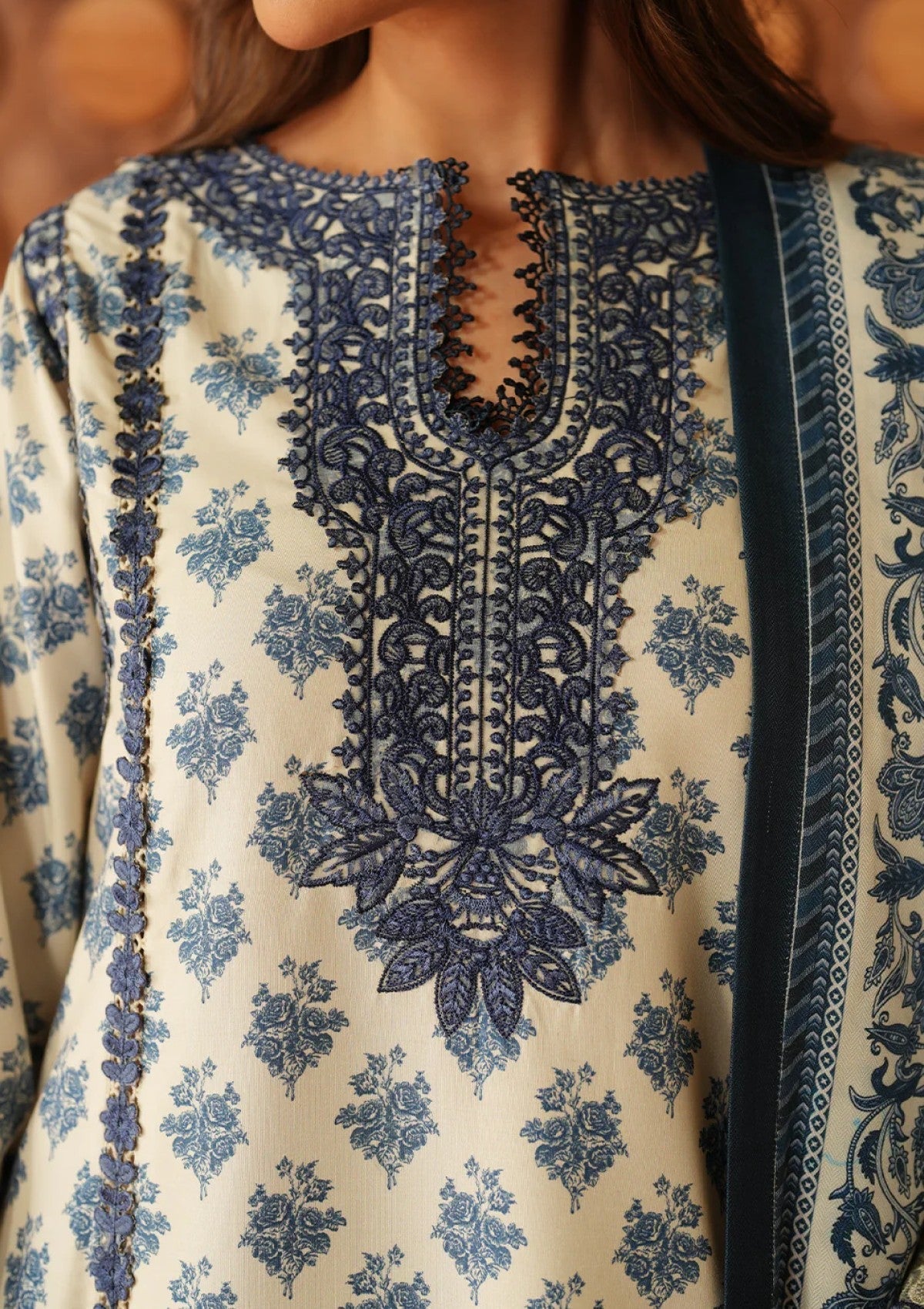 3  Piece Stitched Lawn Dress  -  Ready  to Wear