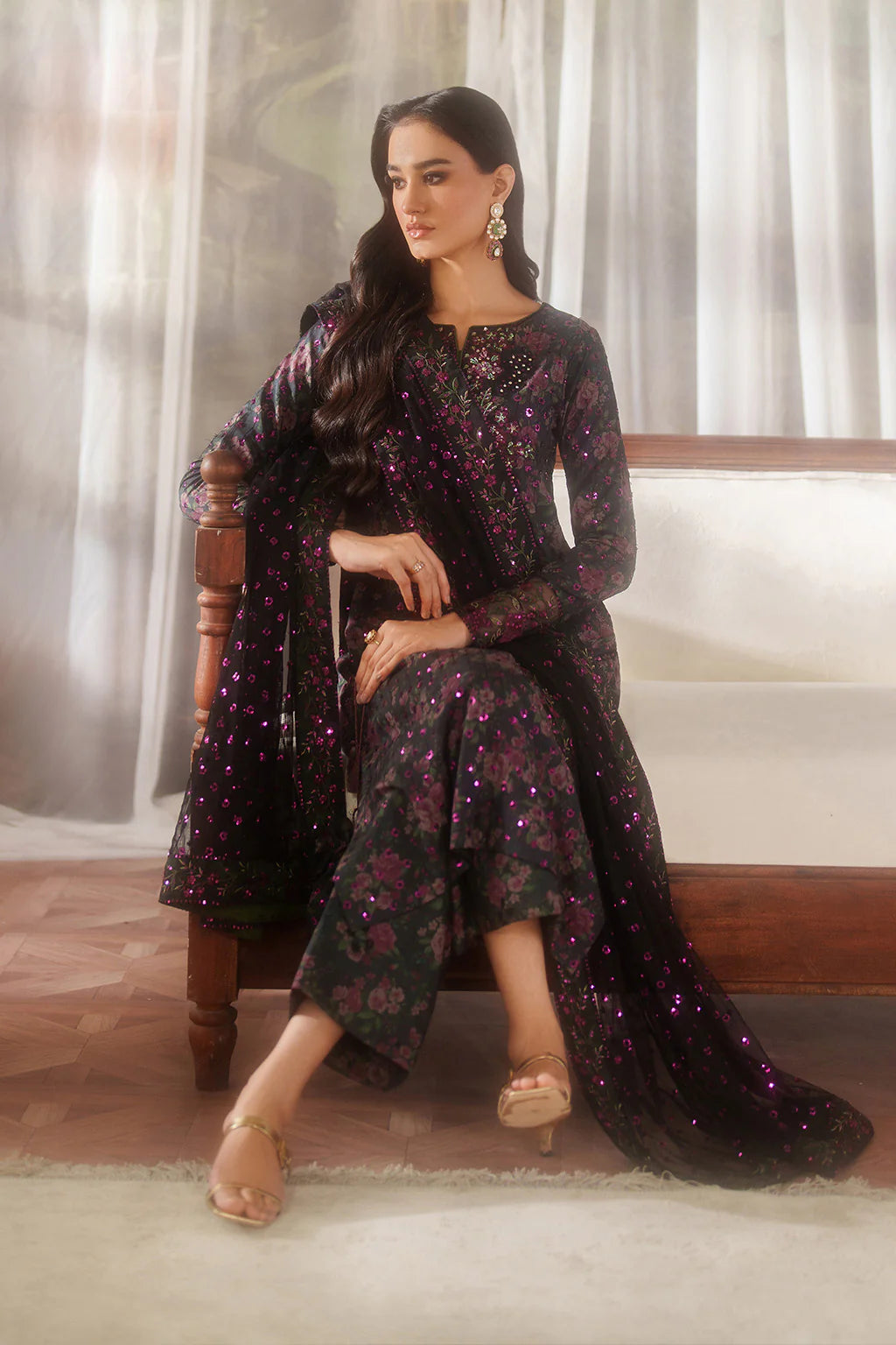 03-Piece Printed Lawn Suit With Embroidery - Ready To Wear
