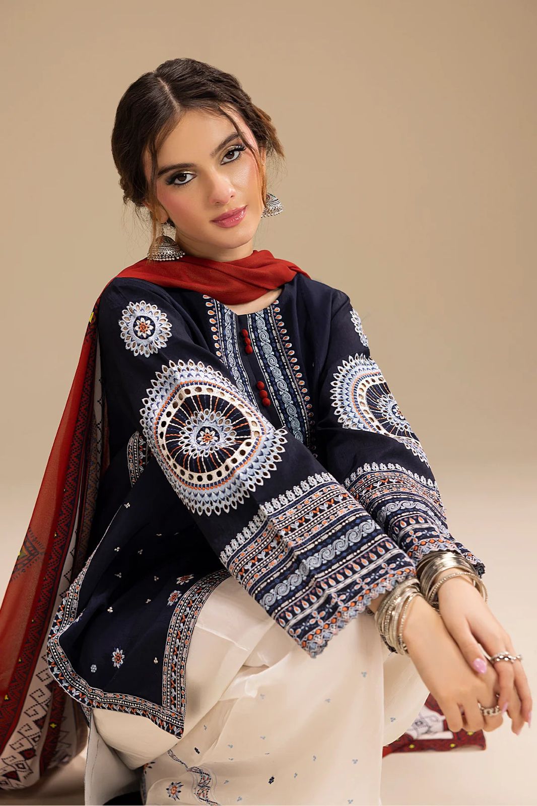 JAZMIN - STITCHED 3PC DHANAK EMBROIDERED SUIT