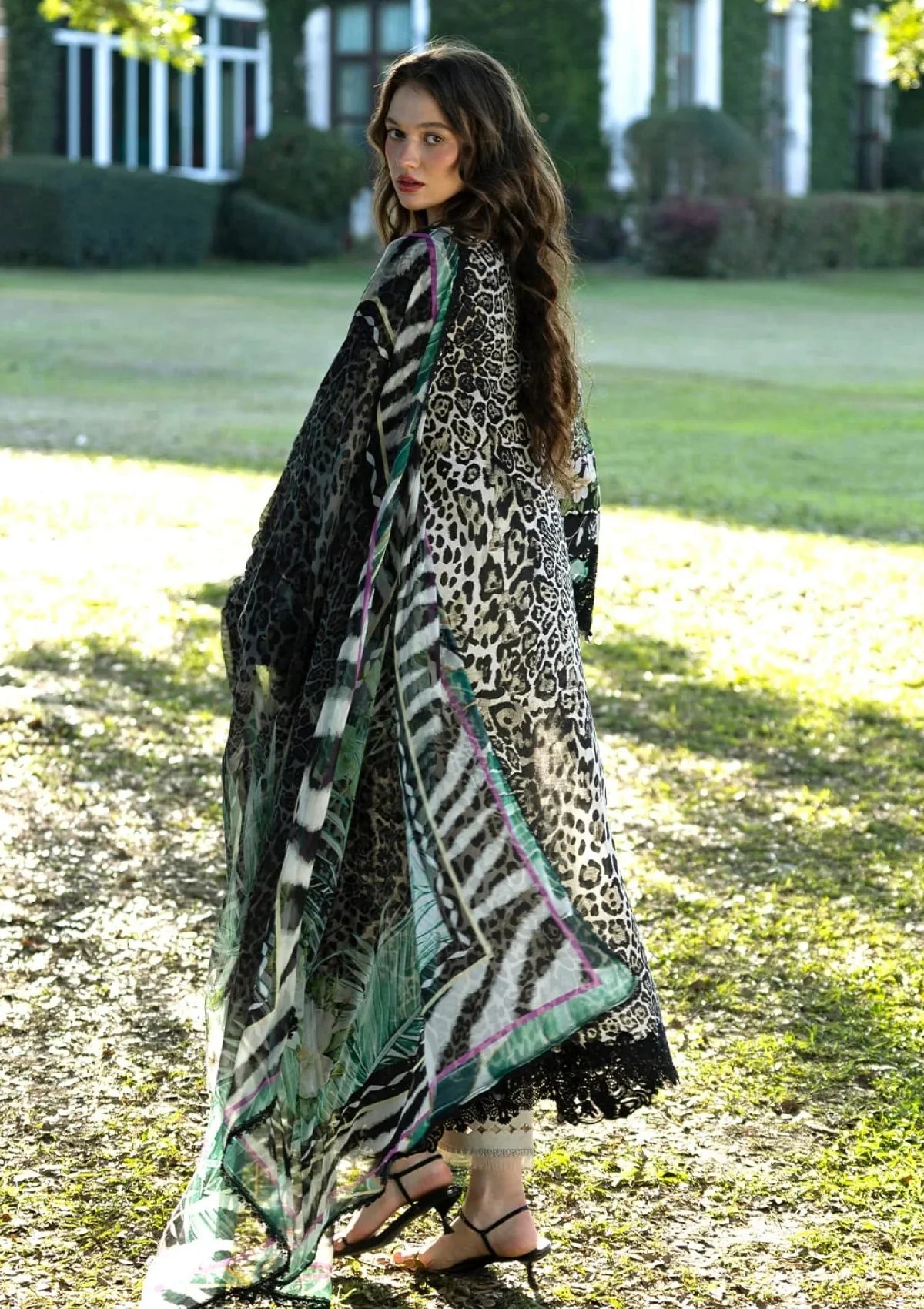 3 Piece Digital Printed Lawn Suit with Embroidered Chiffon Dupatta | Ready to Wear