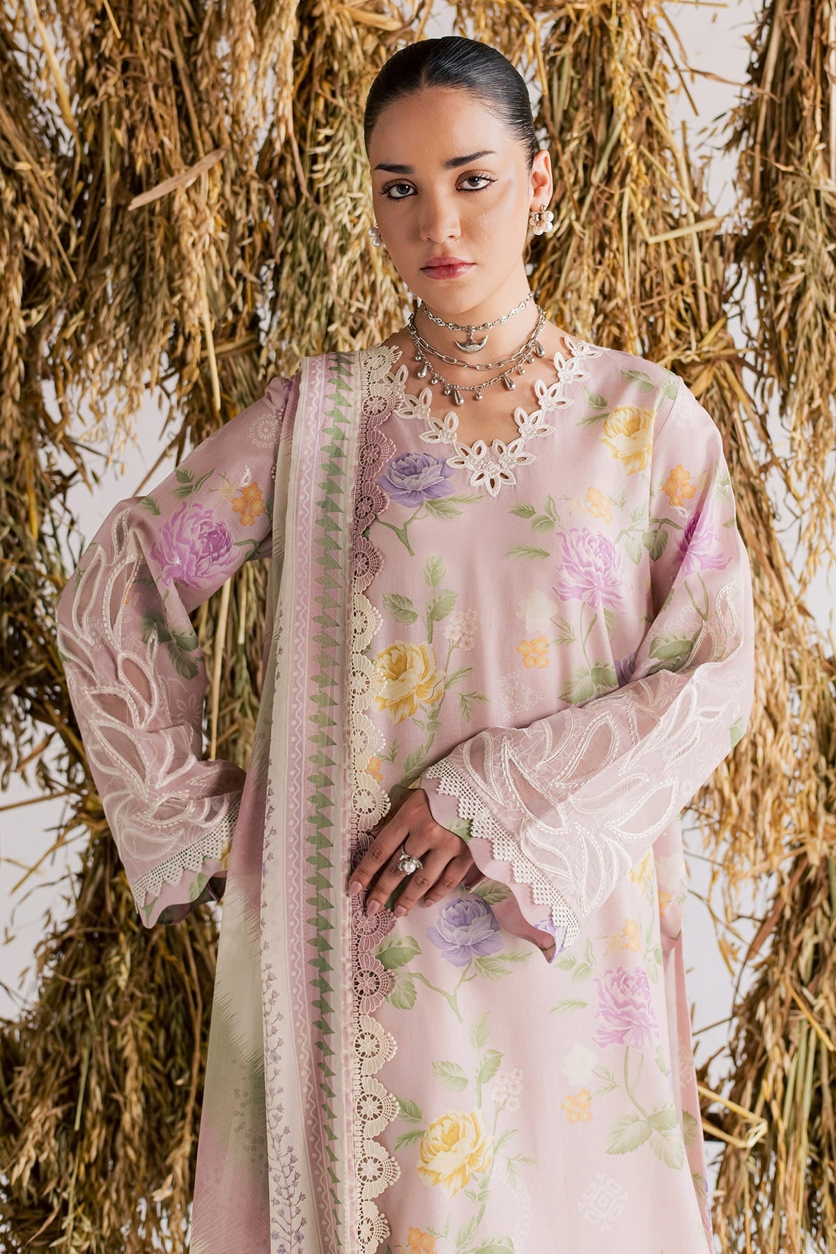 03 Piece Digital Printed Lawn Suit - Ready To Wear