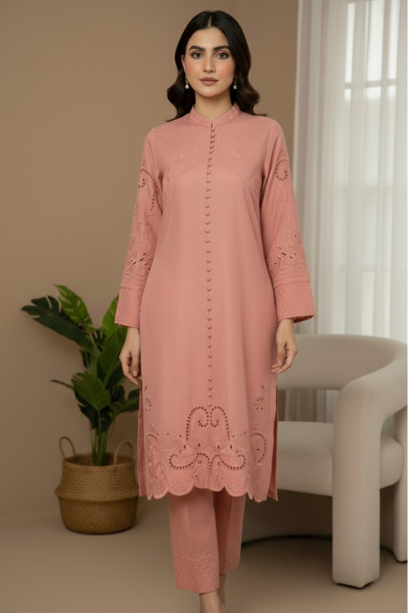 02-Piece Cutwork Khaddi Silk - Ready To Wear