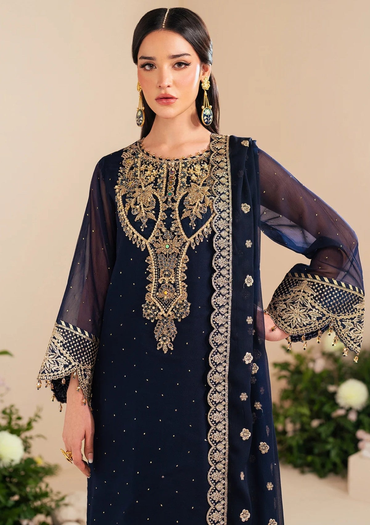03 Piece Heavy Embroidered Chiffon Suit - Ready To Wear