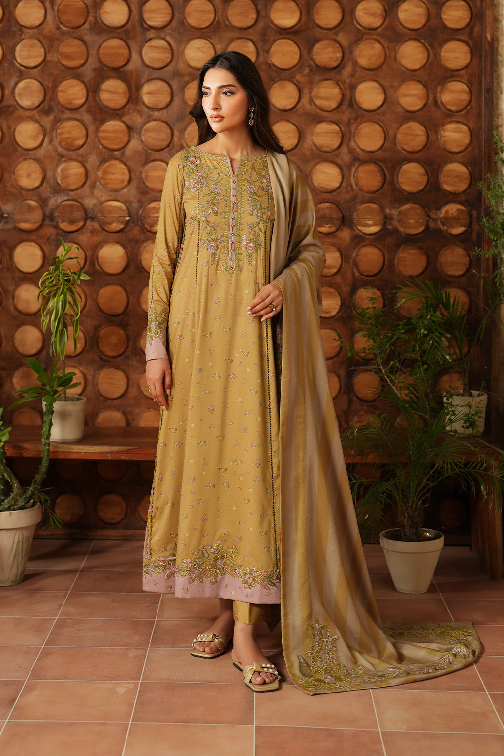 3 Piece Embroidered Lawn  Stitched Suit Ready To Wear